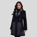 Women's Long Faux Leather Coat With Reversible Design, Fleece Lined, Double-Layer Collar, Oversized Sleeves For Elegant Commute_ecoleips.com