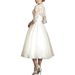 New 2025 mid Length Wedding Dress for Brides with mid Sleeves Deep V Neck Lace Slim Fit Fashionable And Flattering Style_ecoleips.com