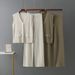 Cross Border Summer New Simple Cardigan Loose Sleeveless Knitted Vest Top + Wide Leg Pants Knitted Two Piece Suit For Women_ecoleips.com