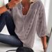 Aria Basics Aria Basics Cross-Border 2023 New Blouse European And American Lace Hollow Out Patchwork U-Neck Three-Quarter_ecoleips.com