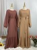 Latest Modern Fashion Ruffle Polka Islamic Clothing Kaftan With Lining Women Muslim Maix Casual Dress Abaya_ecoleips.com