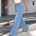 Women's Relaxed Fit Vintage Straight Leg Jeans – Stretchy Wide Leg Denim Pants With Casual Drape (Light Blue, S/M/L/Xl)_ecoleips.com