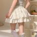 White Lace Cake Style Tutu Skirt High Waisted Slimming Anti Exposure a Line Short Skirt for Women Ballet Style_ecoleips.com