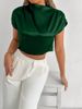 Women's Clothing Summer Satin Shirt Women's Fashionable Short Sleeved Blouse High End Style Top For Formal & Casual For Women_ecoleips.com