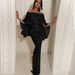 Women's Backless Ruffled Strapless Off-Shoulder Dress Bling Bling Bodycon Gown With Slit For Evening_ecoleips.com