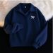 European And American Style POLO Collar Embroidered Composite Sweatshirt For Women, Autumn Large Size Loose Korean_ecoleips.com