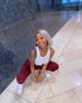 Women's Clothing Solid Color Letter Printing Loose Drawstring Sports Pants_ecoleips.com