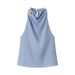 Women's Clothing Halter Neck Top Chic Fashionable Embellishments Regular Fit Polyester Tank Top_ecoleips.com