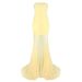European And American New Style Gentle Wind Light Yellow Ice Silk Mesh Patchwork Strapless For Women With Large Hem Slim_ecoleips.com