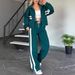Summer And Autumn Women's Clothing Striped Zipper Top Jacket Sports And Leisure Suit_ecoleips.com