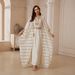 Modest Abaya Dress Women's Clothing Middle East Style Sequin Two Piece Robe Dress Polyester_ecoleips.com