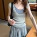 Summer New Women's Korean Style Color Block Faux Two Piece Short Sleeve Knit Top Slim Fit And Flattering_ecoleips.com