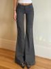 K Temperament Commuting Style Low Waist Micro Horn Pants Grey Spicy Girl Basic Casual Suit Pants_ecoleips.com