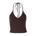 Women's V Neck Halter Neck Tie Slim Fit Tank Top European American Style Spring Summer 2025 Sexy Hot Girl Clothing_ecoleips.com