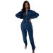 Women's Clothing Slim Fit Elastic Small Foot Washed Denim Jumpsuit_ecoleips.com