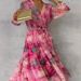 Women's Clothing Elegant Sophisticated Women's Patchwork Full Skirt Dress Tie Waist Printed For Formal & Casual For Women_ecoleips.com