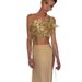 Women's Sexy Hot Backless Floral Tie Front Top With Slit Solid Color Skirt Set High End_ecoleips.com