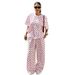 Women's Polka Dot Round Neck Pullover Top Short Sleeved Fashionable Casual Straight Leg Pants Set Summer New Style_ecoleips.com