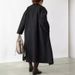 Women's Oversized V-Neck Alpaca Wool Coat - Korean Japanese Style Casual Long Sleeve Mid-Length Coat For Autumn Winter_ecoleips.com