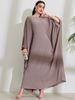 Women's Clothing Arabic Long Skirt With Bat Sleeves And Round Neck Fashionable And Elegant Dress Robe_ecoleips.com