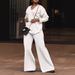 Women's Two-Piece Velvet Outfit With Slit Sleeves Thickened Casual Set Pure Color S-3XL Brown Army Green Red White Black_ecoleips.com