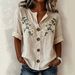 Women's V Neck Casual Shirt 3D Printed Button Top American Style Spring Summer New_ecoleips.com