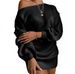 Off-Shoulder Sweater Dress – Oversized Long Sleeve Knit Dress With Lantern Sleeves (S-5XL, 8 Colors, Polyester Blend, Fall/Winter Staple)_ecoleips.com