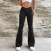 Voya Women's European And American 2026 Casual Sports For Women Summer New V-Waist Slimming Flared Long Pants_ecoleips.com