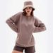 Oversized Knit Sweater – Women’s Relaxed Fit Round Neck Pullover For Autumn & Winter (Paris Apricot/Pink/Dark Gray, One Size, Minimalist Elegance)_ecoleips.com