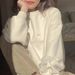 Apricot-colored Women's Sweatshirt For Spring And Autumn, High-end Embroidered Top, Loose Oversize Versatile Pullover_ecoleips.com