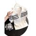 Women's Preppy Striped Knit Top Relaxed Fit Short Sleeve T-Shirt Casual Smart Wear Collared Design_ecoleips.com