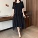 Summer New Korean Fashion Mesh Patchwork Maternity Dress_ecoleips.com