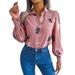 Instagram-style Real Shot Of 2026 Spring/summer European And American Style Feather Lantern Sleeve Collared Shirt._ecoleips.com