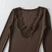 Women's European American Style Lace Patchwork T-Shirt V Neck Long Sleeve Slim Fit Base Layer Top For Sexy Girls_ecoleips.com