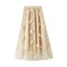 Aria Basics Aria Basics Net Yarn Embroidered Heavy-duty Plus-size Tulle Skirt, 2023 Spring New A-line Artistic High-waisted Long Skirt_ecoleips.com