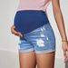 Voya Popular Women's Clothing Items: Pregnant Women's Ripped Denim Shorts, Abdominal Support Pants, Mid Waist Elastic Casual Slimming Jeans_ecoleips.com