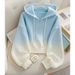 2026 New Blue Gradient Hooded Sweatshirt Jacket, High-End Autumn Fashion For Women, Unique And Super Stylish Top_ecoleips.com