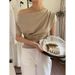 ng2510292 Love And Nancy Thirteen Lines 2026 Summer Asymmetrical Shoulder Ruched Slim-Fit Design Short-Sleeve T-Shirt For Women_ecoleips.com