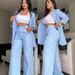 Women's Autumn Blazer And Trousers Suit Set Trendy Office Casual Two-Piece Outfit For Fall_ecoleips.com