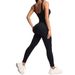 Women’s Clothing Spring and Summer Zipper Threaded U Shaped Backless Jumpsuit Women's Double Strap Fitness Jumpsuit _ecoleips.com