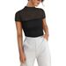 Women's Clothing High Collar Double Layer Mesh Short Sleeve Top_ecoleips.com