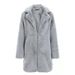 Women's Faux Fur Coat Long Sleeve Lapel Jacket Fashionable Winter Outerwear For Ladies (White, Khaki, Pink, Gray, Black, Brown)_ecoleips.com