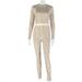 Women's Slim Fit Jumpsuit Casual Print Round Neck Long Sleeve Stretch Waist Bodysuit American Style Home Fashion_ecoleips.com