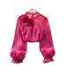 Women's French Shirt Design Niche Three-Dimensional Flower Puff Sleeves Versatile Solid Color Chiffon Long-Sleeved Top Elegant Fashion_ecoleips.com