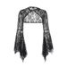 XS24296 Autumn New European And American Style Elegant Sexy Lace Batwing Irregular Long Sleeve Top For Women_ecoleips.com
