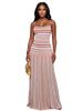 TW861 Women's Summer Fashion Color Block Backless Striped Dress European American Style Camisole Fresh Vacation Ready_ecoleips.com