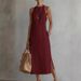 Elegant Halter Neck Lace Trim Sleeveless Dress – Solid Color Summer & Spring Dress For Women (White/Green/Yellow/Black/Blue/Red)_ecoleips.com