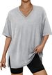 Women's V-Neck Short Sleeve T-Shirt – Minimalist Solid Color Split Hem Casual Top For Spring & Summer_ecoleips.com