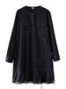Long Sleeve Patchwork Mesh Oversized Shirt Dresses For Women New Loose Casual Midi Dress Elegant Clothing Spring Autumn 2025_ecoleips.com