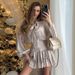Women's Clothing Temperament Bowknot Puff Sleeve Top Pleated Skirt Set_ecoleips.com